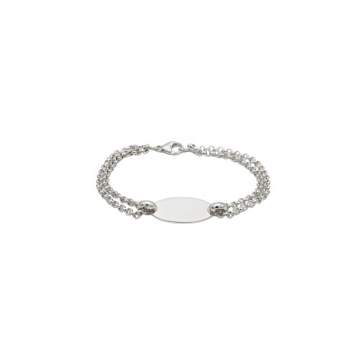 Bracelet identité double chaîne en argent