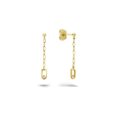 Boucles d'oreilles Clozeau en or jaune et diamants