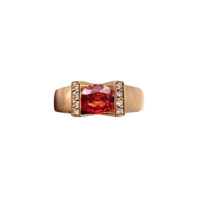 Bague Victorine en or rose, Saphir orange et diamants