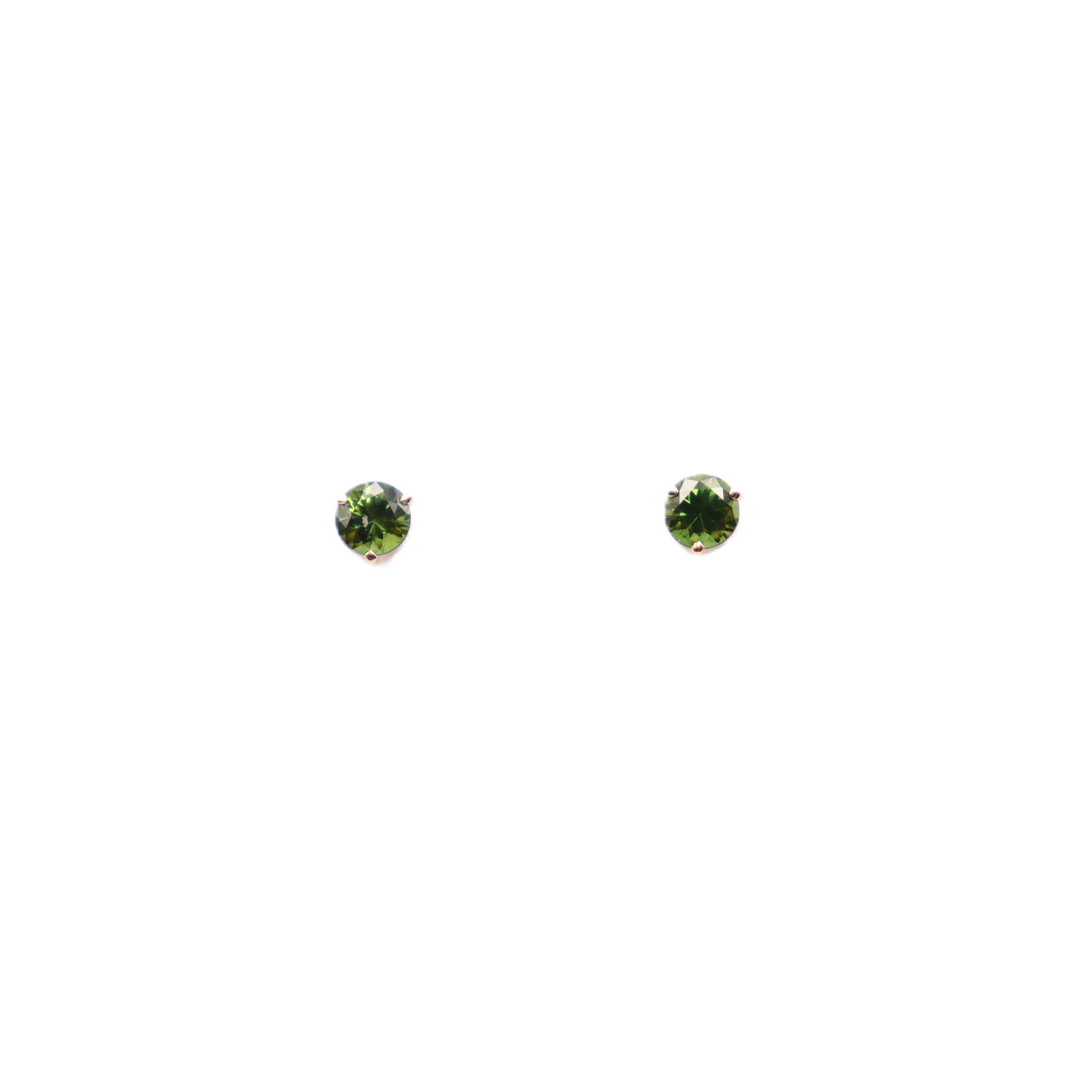 Boucles d'oreilles Marianne or rose et saphir vert vue 2