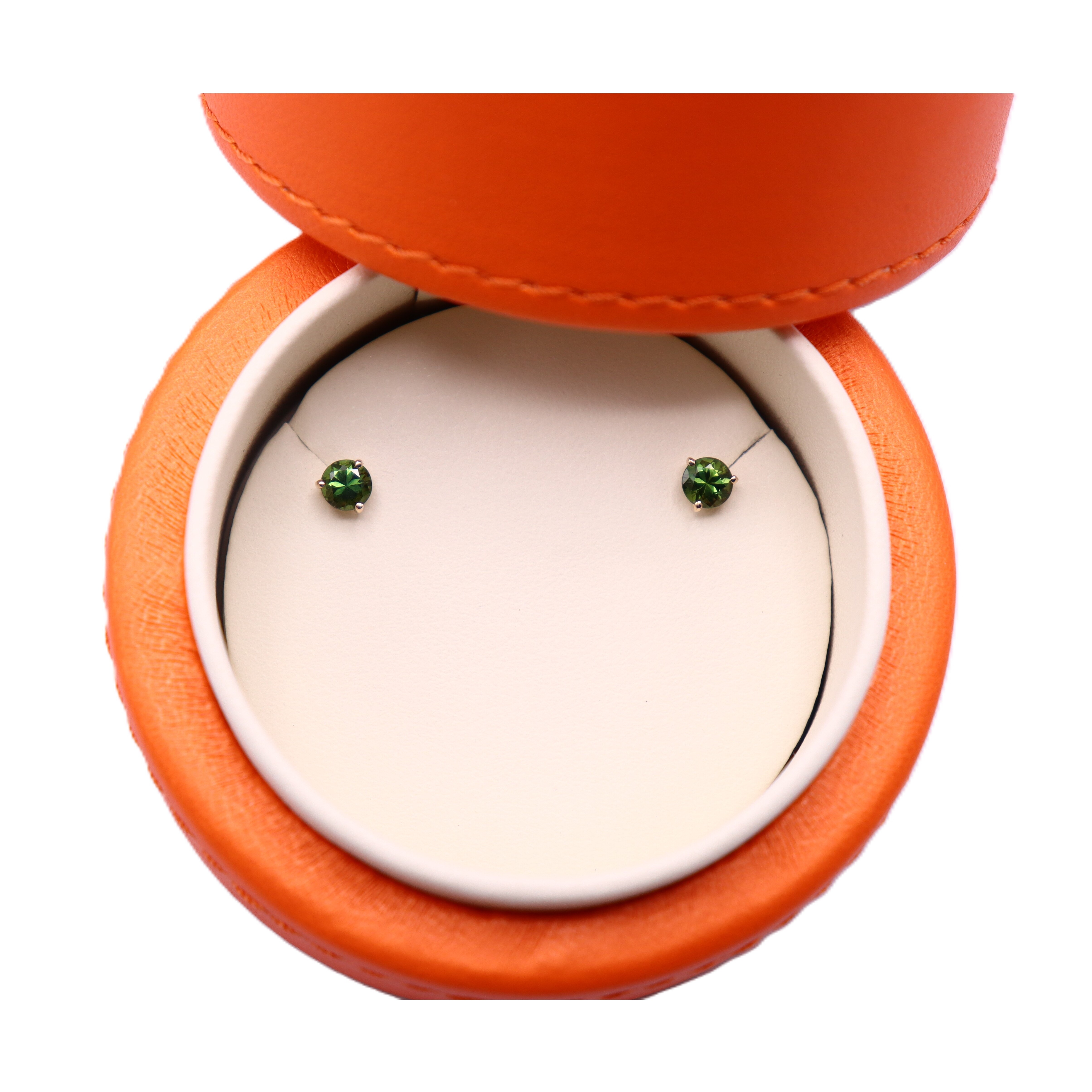 Boucles d'oreilles Marianne or rose et saphir vert vue 3