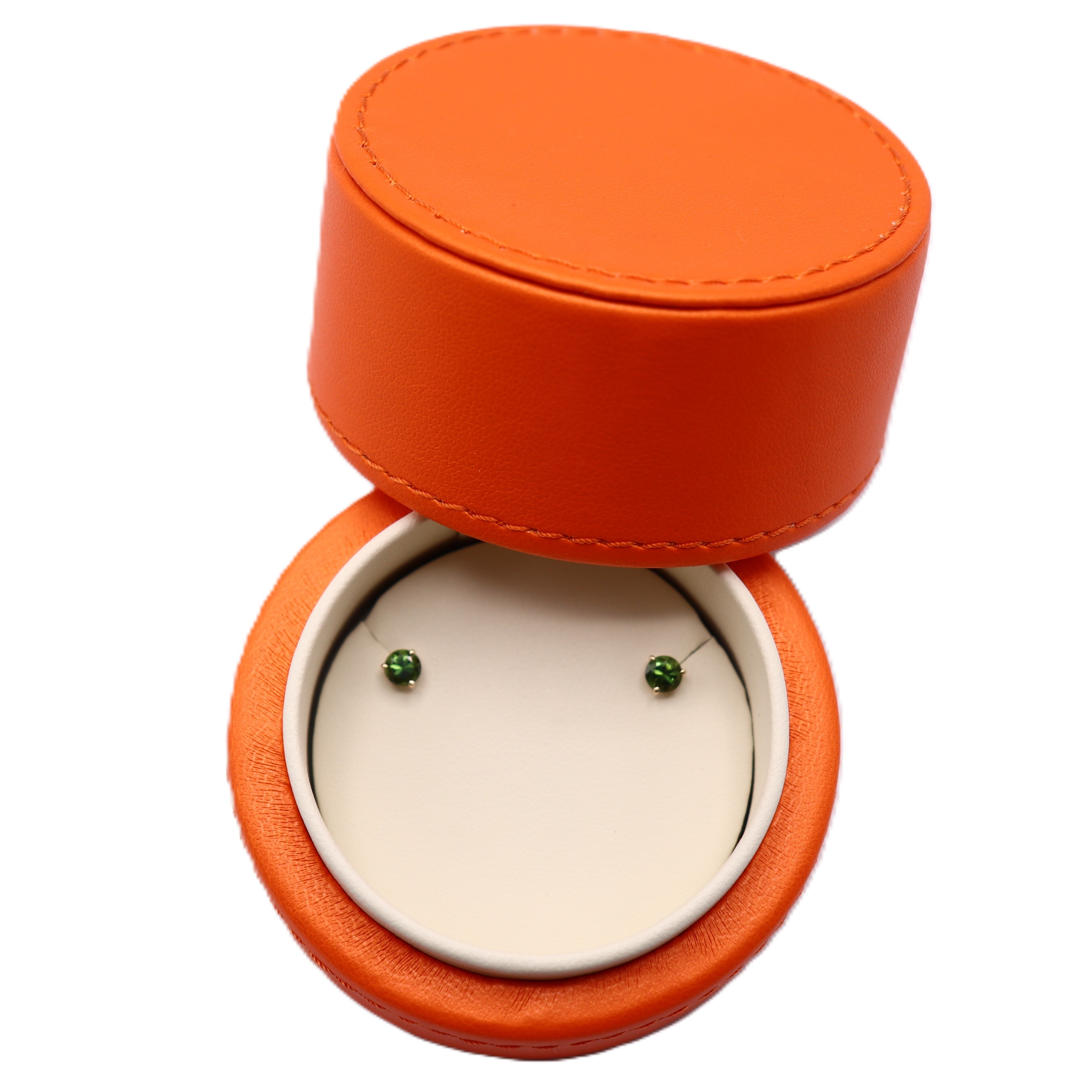 Boucles d'oreilles Marianne or rose et saphir vert vue 4