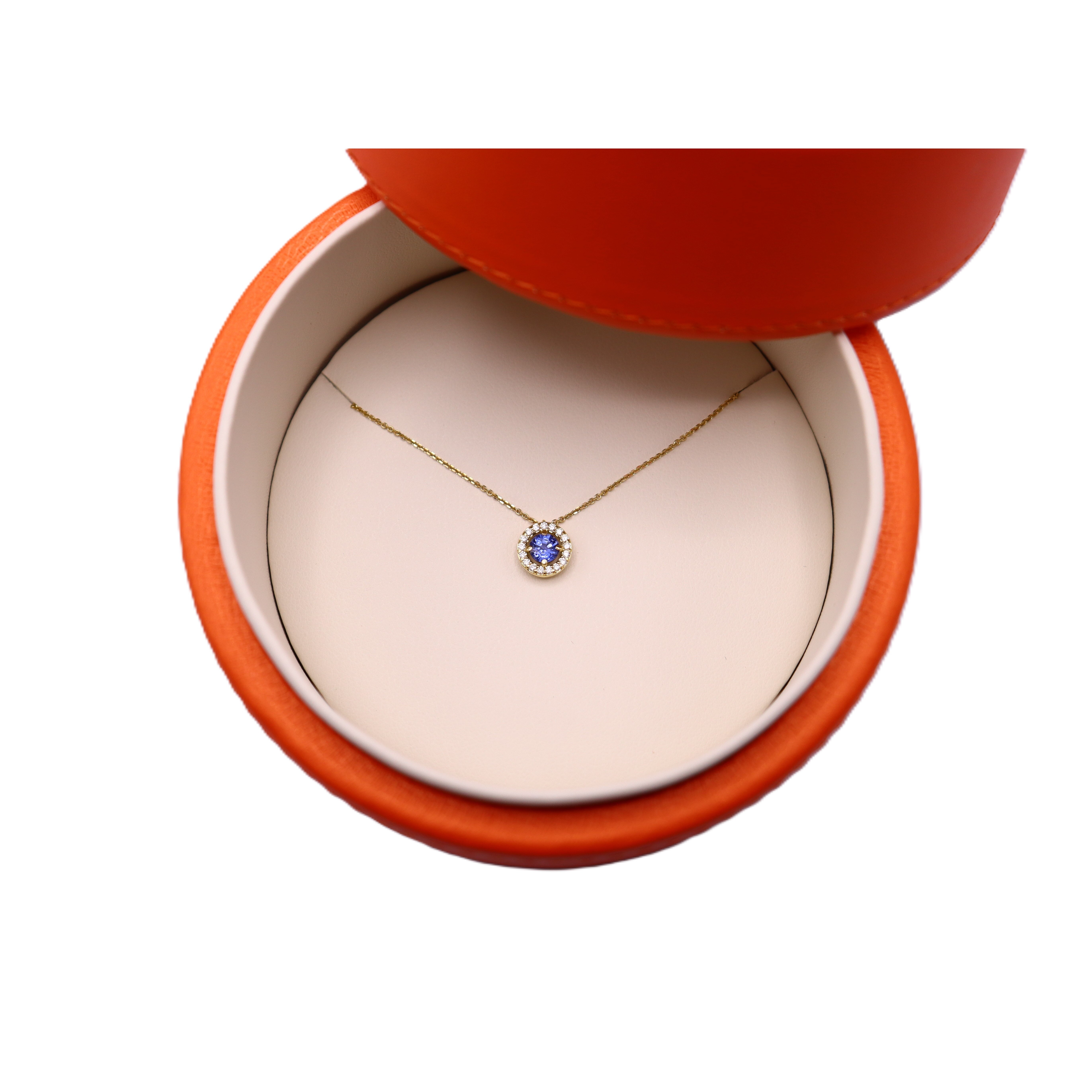 Collier or jaune saphir et diamants vue 2