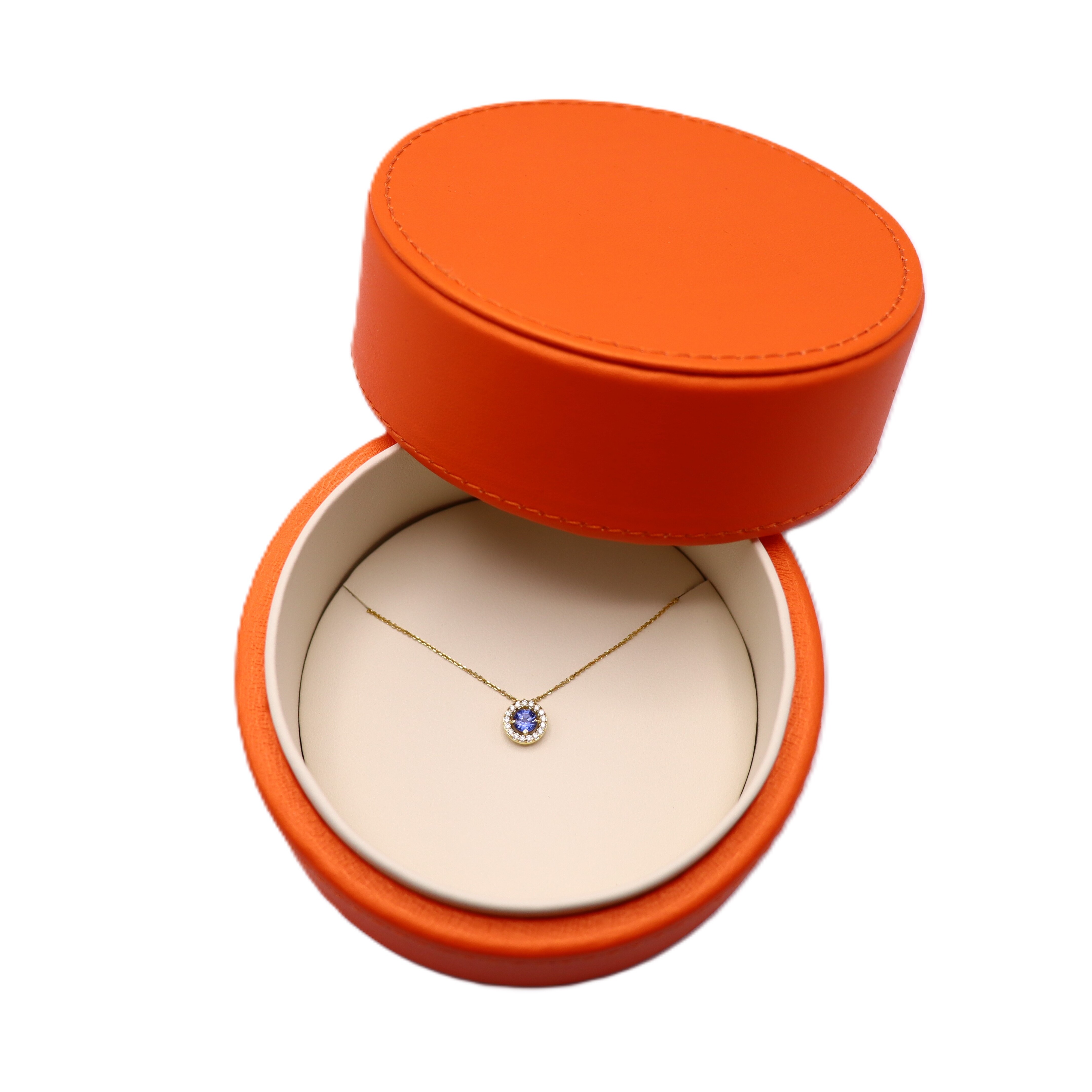 Collier or jaune saphir et diamants vue 3