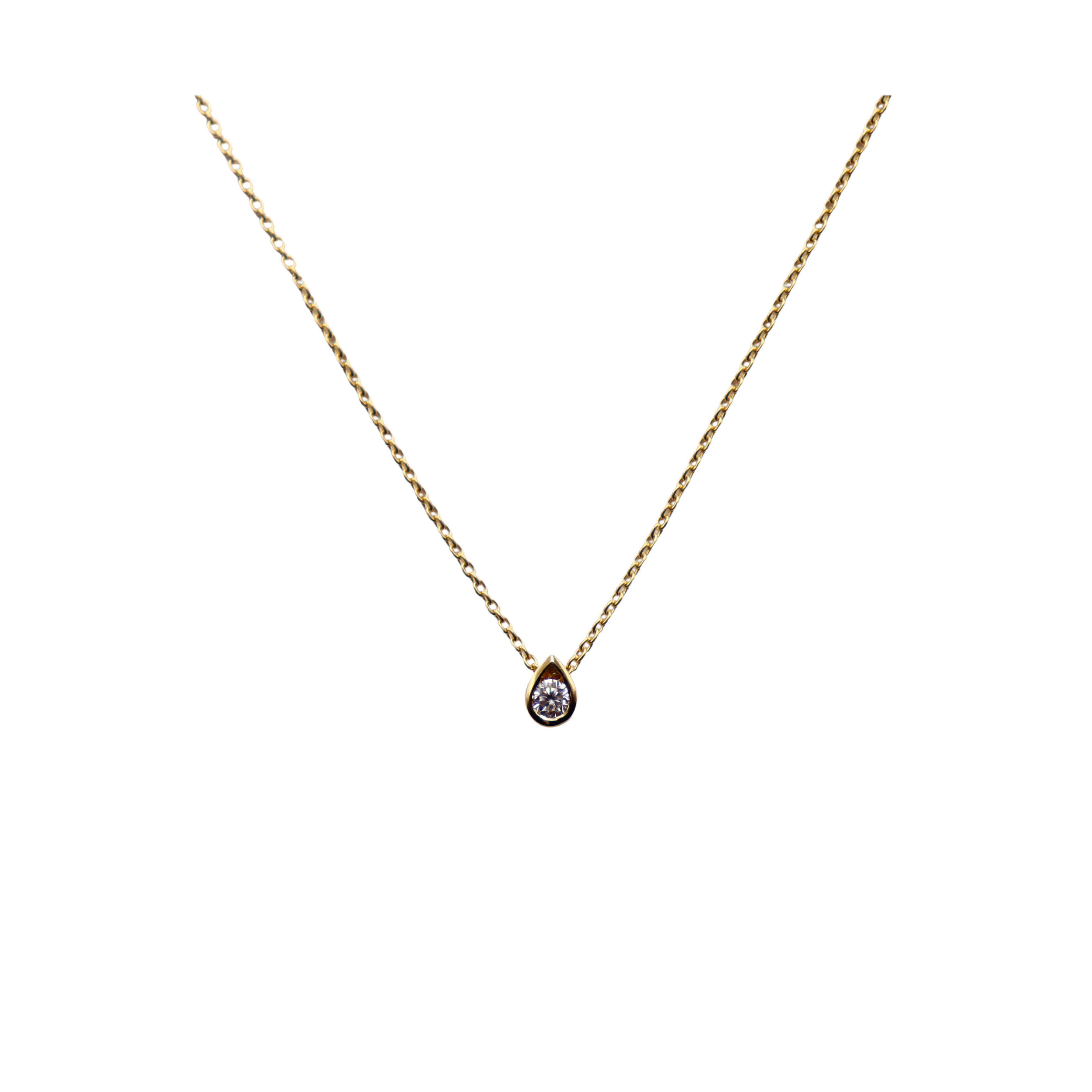 Pendentif goutte or jaune et diamant vue 1