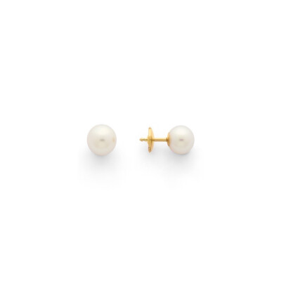 Boucles d'oreilles puce perles Akoya 6 - 6.5 sur or jaune