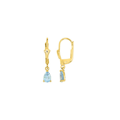 Boucles d'oreilles en or jaune et topaze bleue