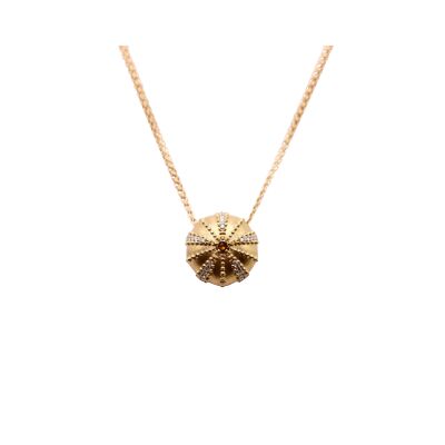 Collier CADAQUES or rose, diamant cognac et diamants blanc