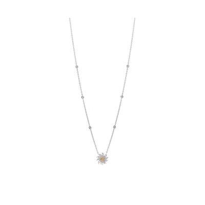 Collier Little Sun en or blanc, diamant jaune et diamants