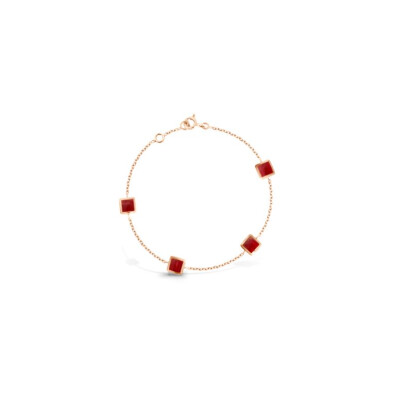 Bracelet or rose et résine rouge