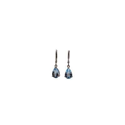 Paire de boucles d'oreilles dormeuses Topaze bleu
