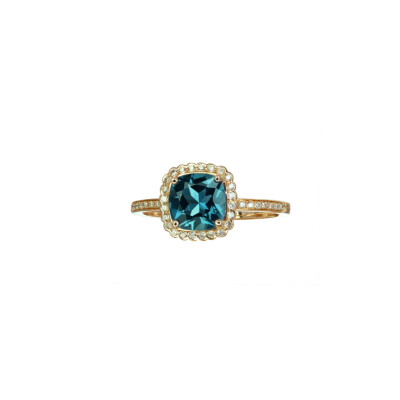 Bague Isabelle Langlois Princesse Mathilde en or jaune, topaze blue london et diamants