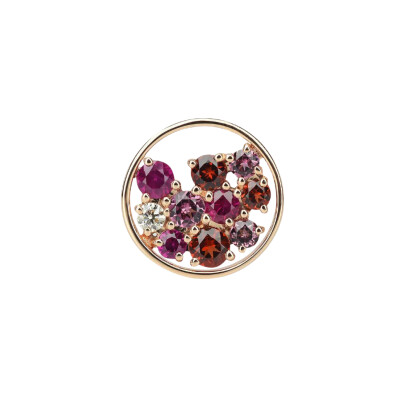 Pendentif Isabelle Langlois Sac de billes en or jaune, saphir rose et tourmaline