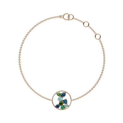 Bracelet Isabelle Langlois Sac de billes en or blanc, grenat, citrine et rhodolite