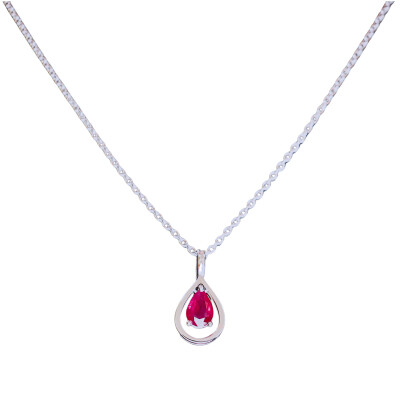 Pendentif Rubis en Or blanc 18 Kt