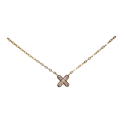 Collier X en or jaune 18kt serti de diamants