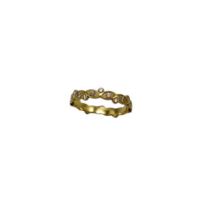 Alliance Feuille diamants en or jaune