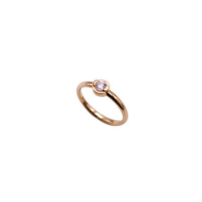 Solitaire Smile or rose et diamant 0.20ct