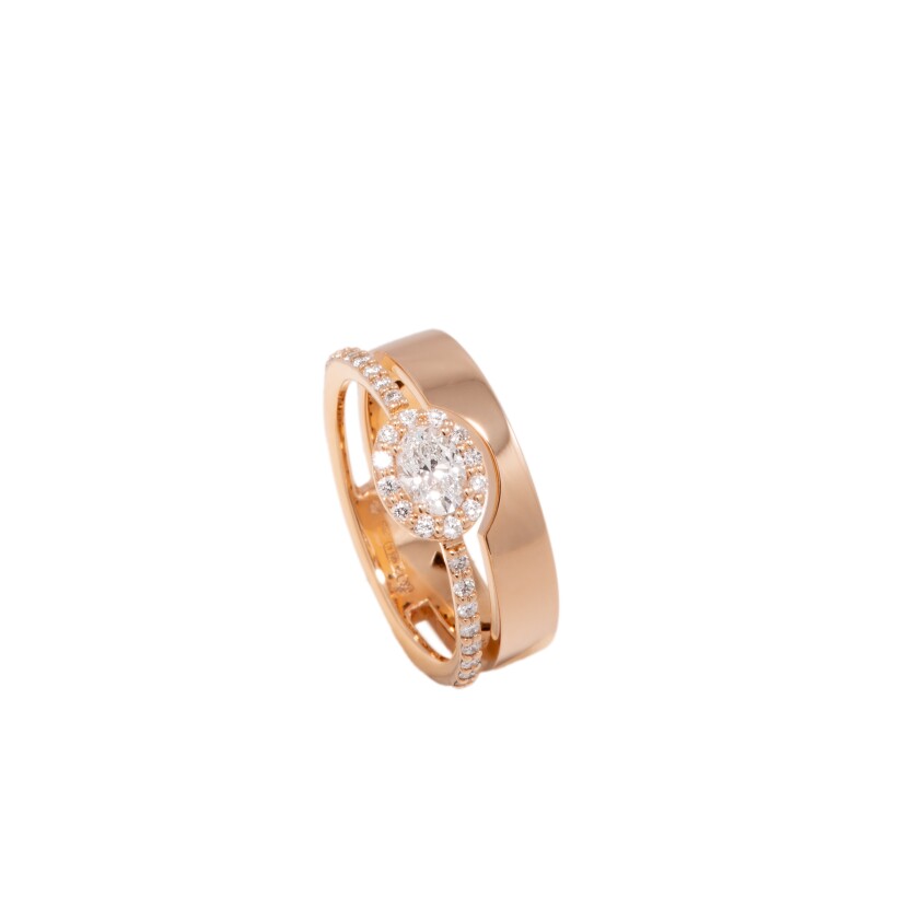 Bague Fil d'or et diamant central ovale