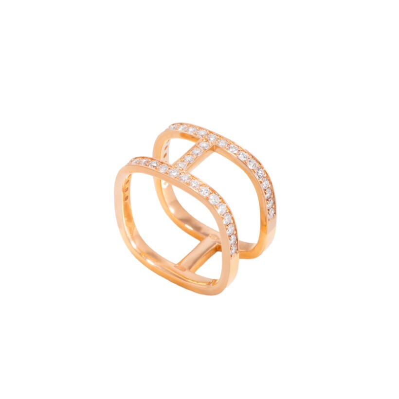 Bague H diamants et or rose