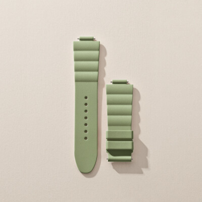 Bracelet caoutchouc "vert criquet" pour Hermès Cut Grand modèle 36 mm, simple tour