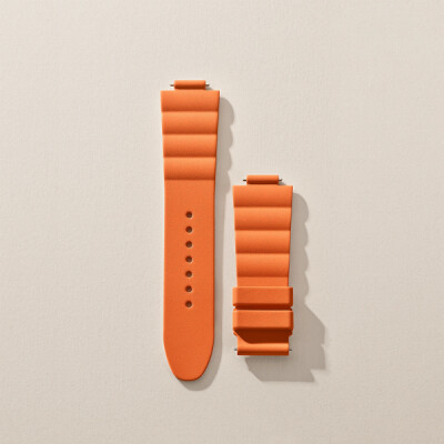 Bracelet caoutchouc "orange" pour Hermès Cut Grand modèle 36 mm, simple tour