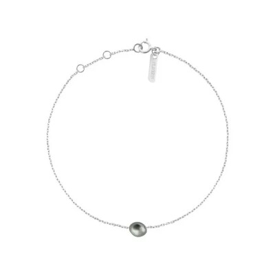 Bracelet Claverin Raw en or blanc et perle keishi