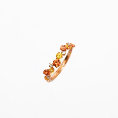 Bague Rullière Bernard en or rose, saphirs et diamants