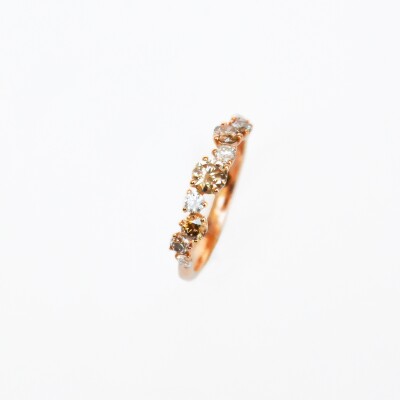 Bague Rullière Bernard en or rose et diamants
