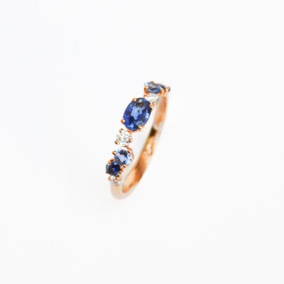 Bague Rullière Bernard en or jaune, diamants et saphirs