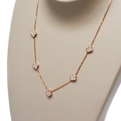 Collier Rullière Bernard "Trèfles" en or rose et diamants