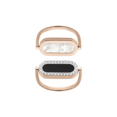 Bague réversible So Shocking Inverso en or rose nacre onyx et diamants