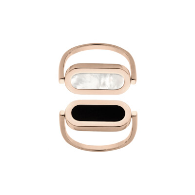 Bague réversible So Shocking Inverso en or rose, nacre et onyx