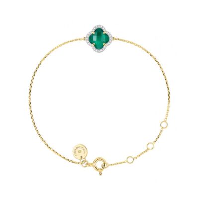 Bracelet Morganne Bello Victoria diamants mini en or jaune et agate verte