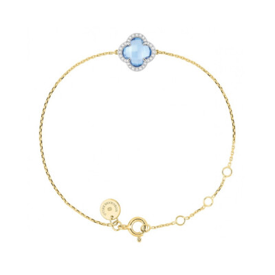 Bracelet Morganne Bello Victoria diamants mini en or jaune et topaze swiss blue