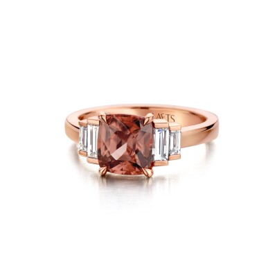 ART-DECO - NATURAL ZIRCON AND DIAMONDS - 18KT ROSE GOLD