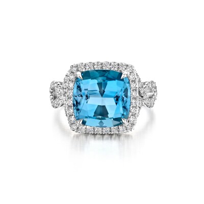 ATELIER COLLECTION - AQUAMARINE AND DIAMONDS - 18KT WHITE GOLD