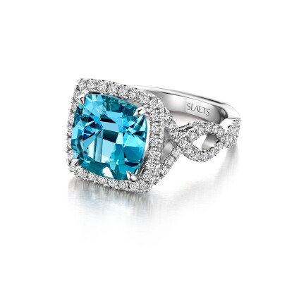 ATELIER COLLECTION - AQUAMARINE AND DIAMONDS - 18KT WHITE GOLD