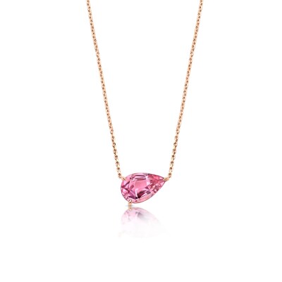 PINK TOURMALINE PEAR NECKLACE - 18KT ROSE GOLD
