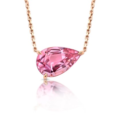 PINK TOURMALINE PEAR NECKLACE - 18KT ROSE GOLD