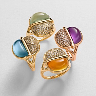 Amrita Small Round Ring in Blue Topaz and Diamonds