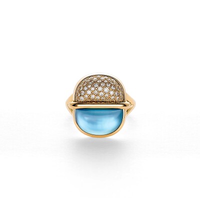 Amrita Small Round Ring in Blue Topaz and Diamonds