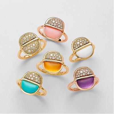 Amrita Mini Round Ring in Citrine and Diamonds