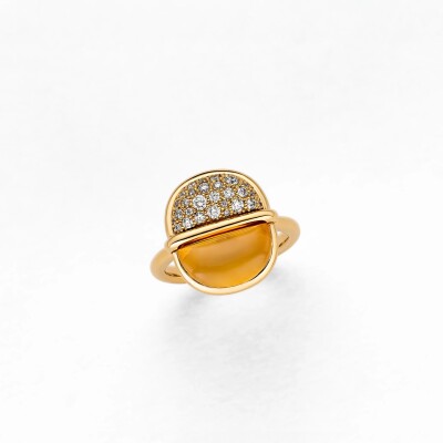 Amrita Mini Round Ring in Citrine and Diamonds