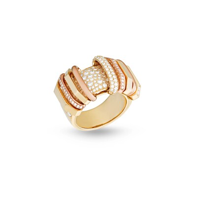 Whisper Ring with Pavé on Band and Half Diamond Links