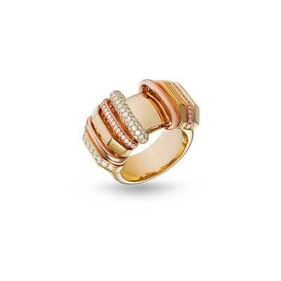 Whisper Ring with Gold Band and Half Diamond Links