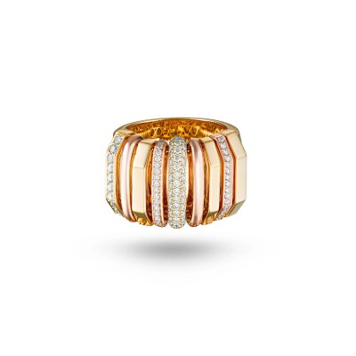 Whisper Ring with Gold Band and Half Diamond Links