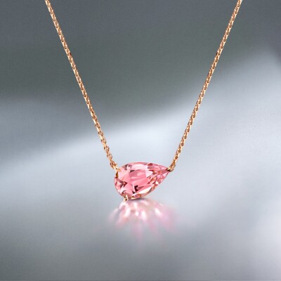 PINK TOURMALINE PEAR PENDANT/ 18KT ROSE GOLD