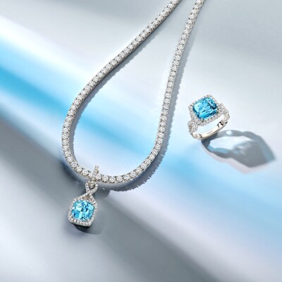 ATELIER COLLECTION - AQUAMARINE AND DIAMONDS - 18KT WHITE GOLD