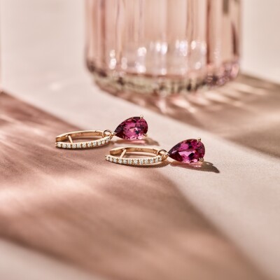 Candy Earrings with Pinkish Red Tourmaline and Diamonds